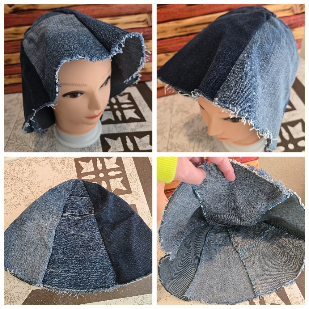 Upcycled Denim Patch "Flop Hat" M-XL Handmade Dont Throw It Out
